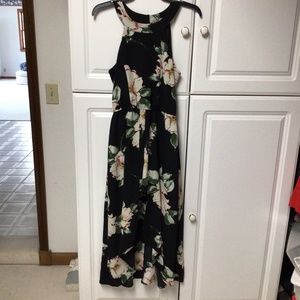 Three Pink Hearts Walk Through Floral Dress, Size Medium